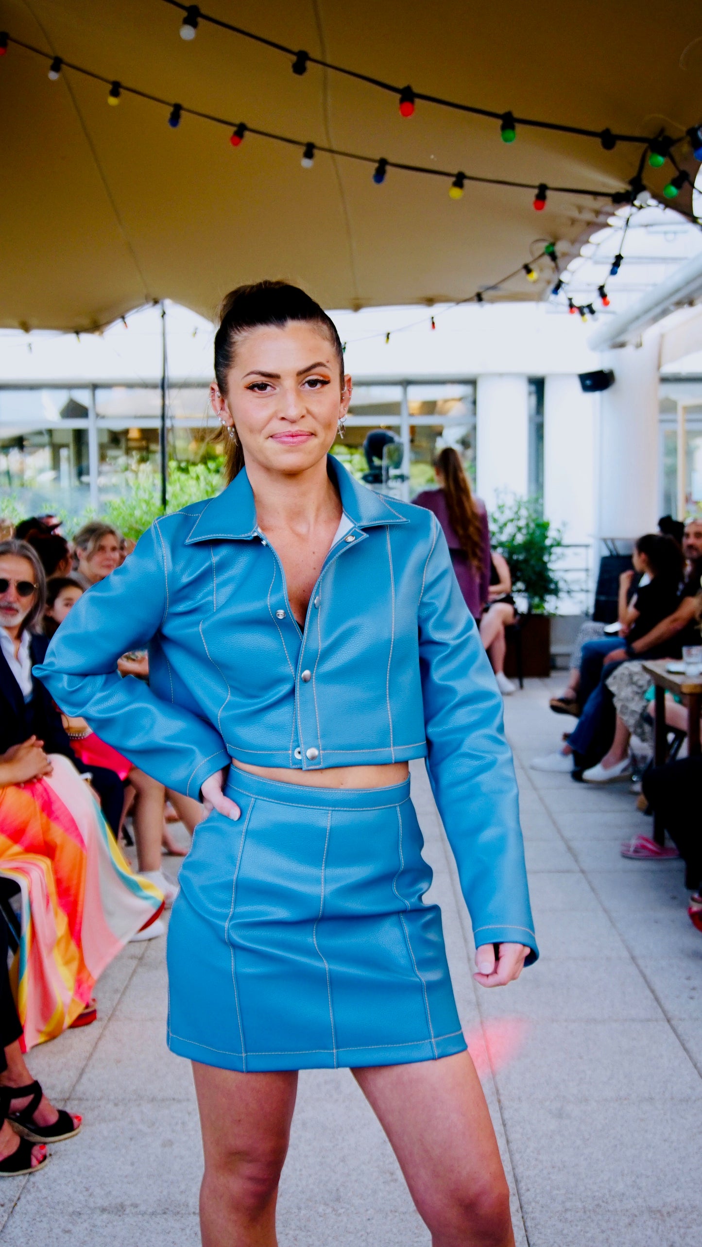 Jupe cuir bleu "ANVERS"