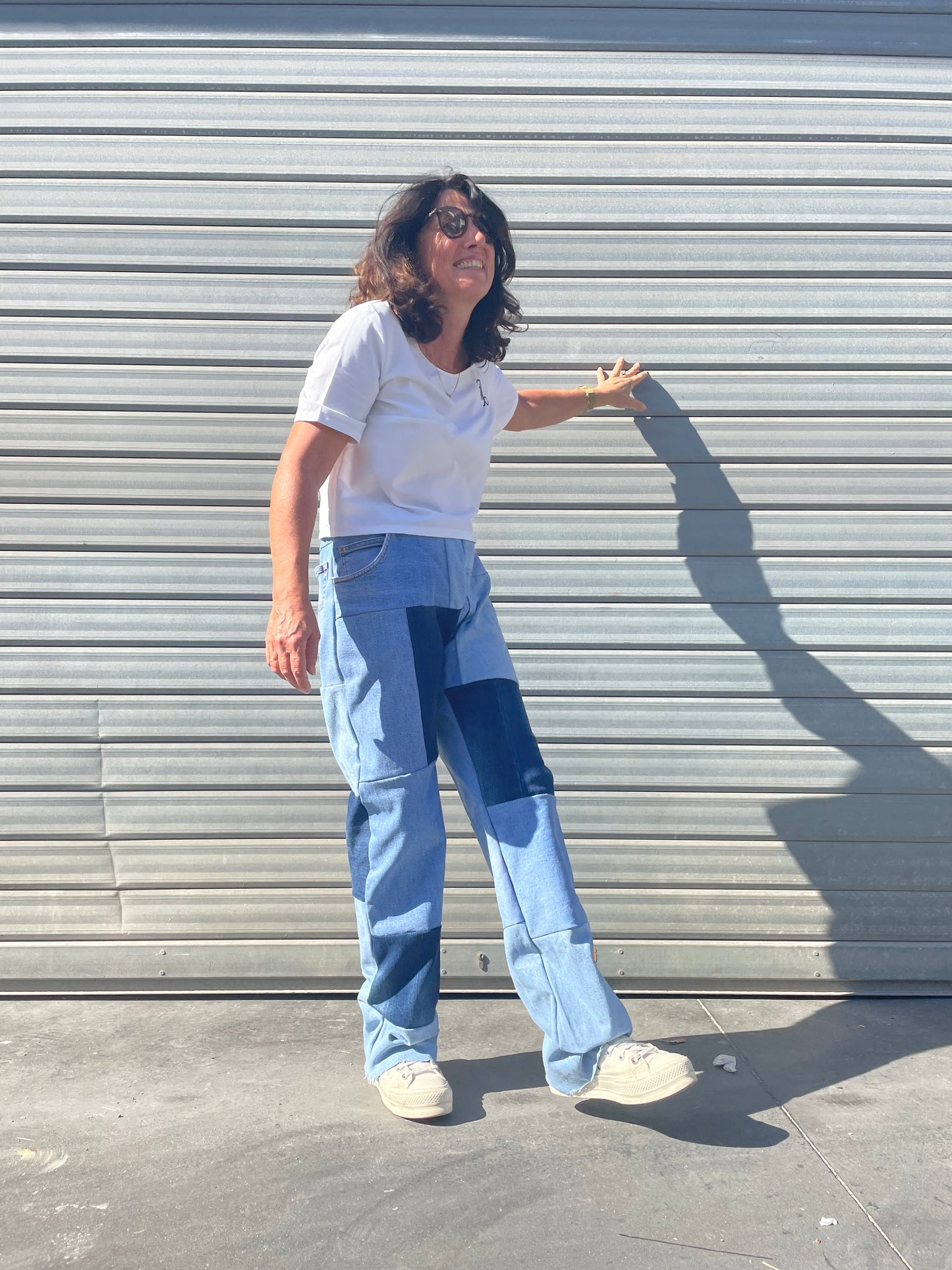 Pantalon patchwork jean