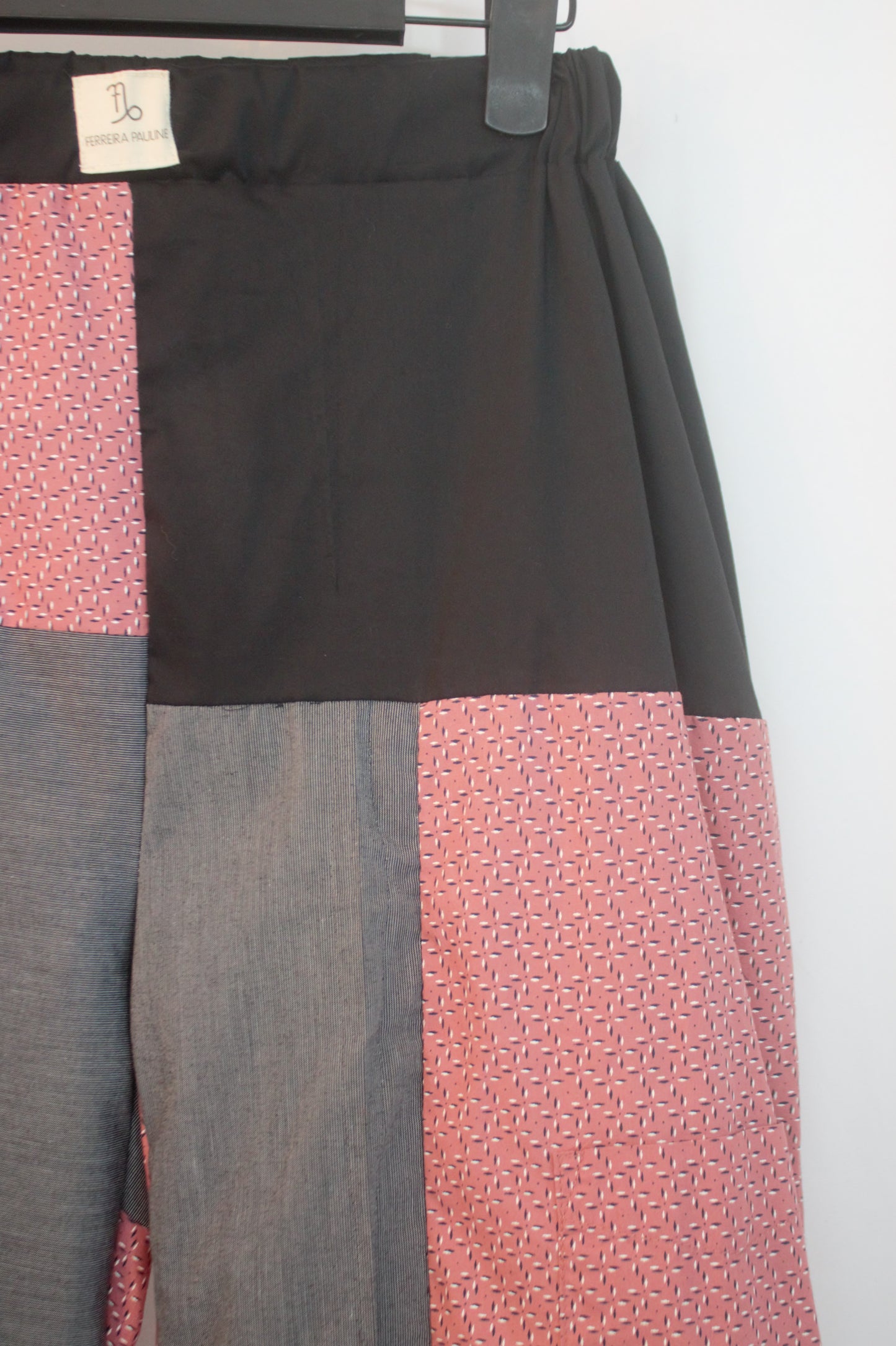 Pantalon Patchwork rose et gris