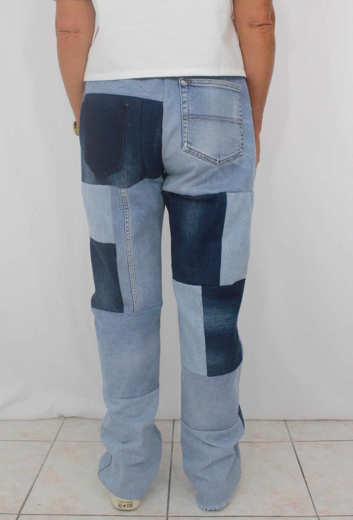 Pantalon patchwork jean