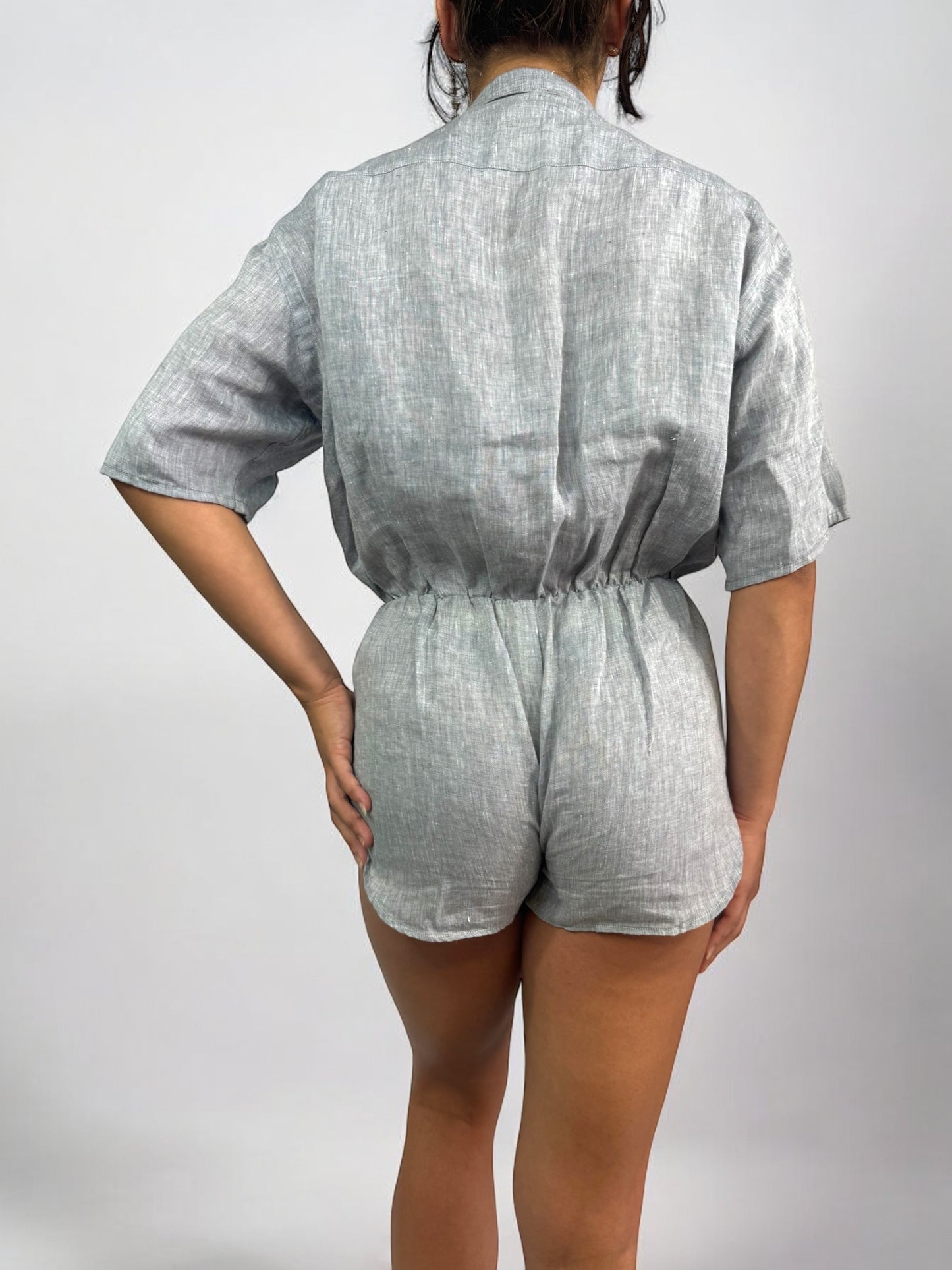 Combinaison upcyclé en lin gris