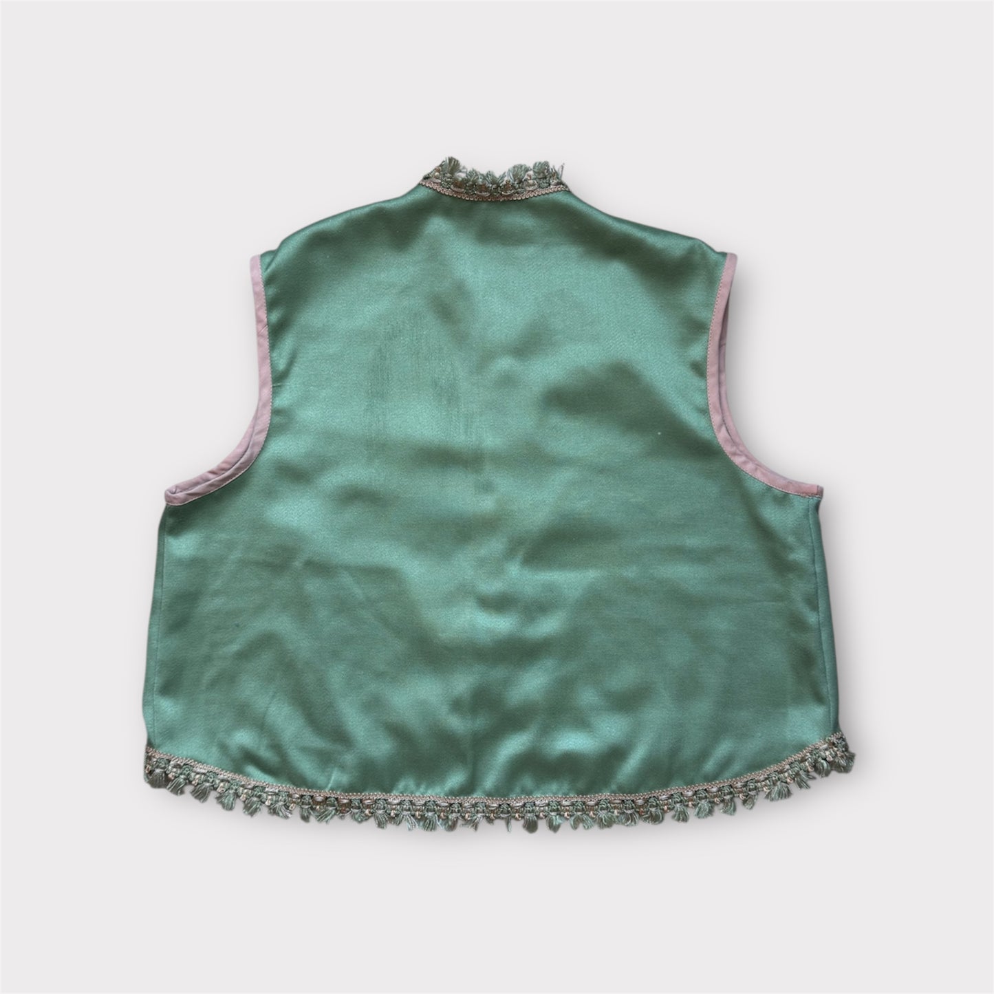 Boléro satin vert et rose