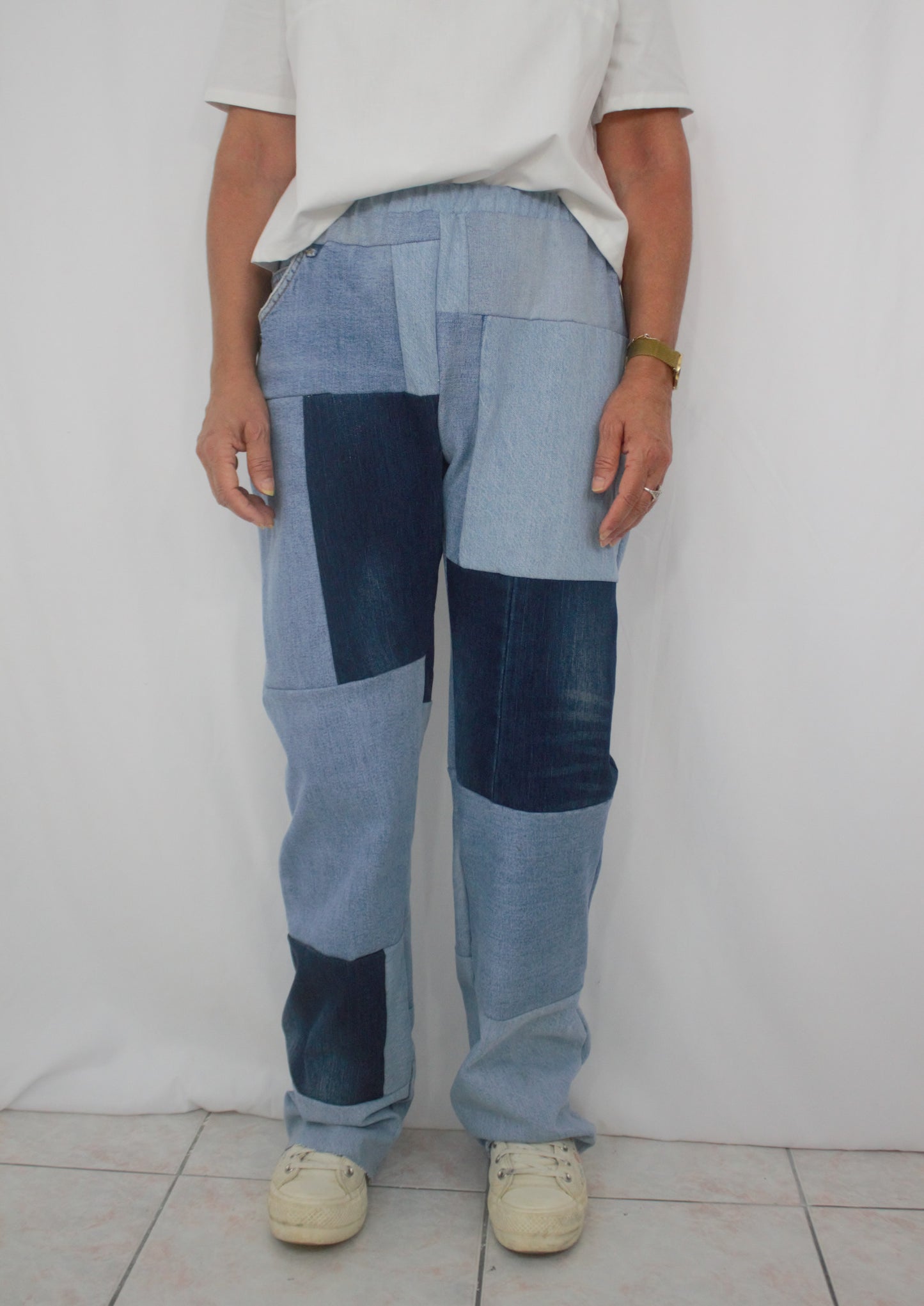 Pantalon patchwork jean