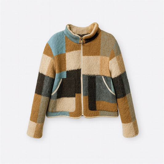 Veste Carreaux Camel