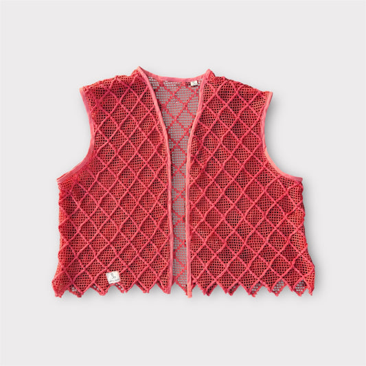 Boléro crochet corail